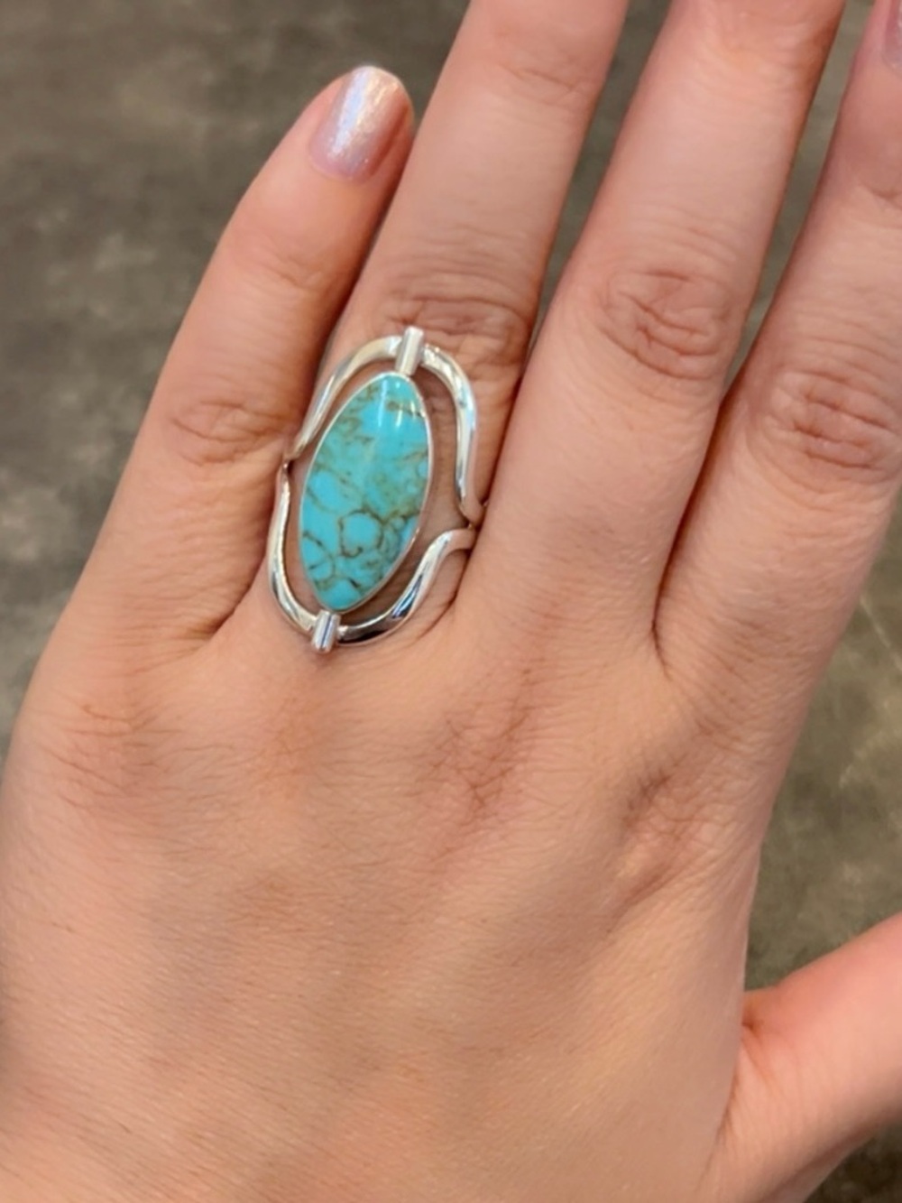 925s STERLING SILVER FLIP AROUND 2 SIDED VINTAGE NAVAJO Inspired TURQUOISE Ring